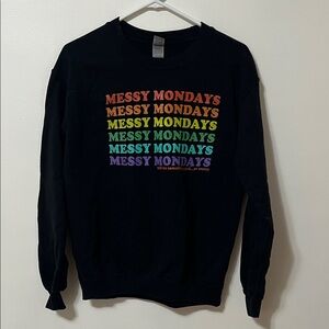 Gildan Black Crewneck Sweater with Colorful Text